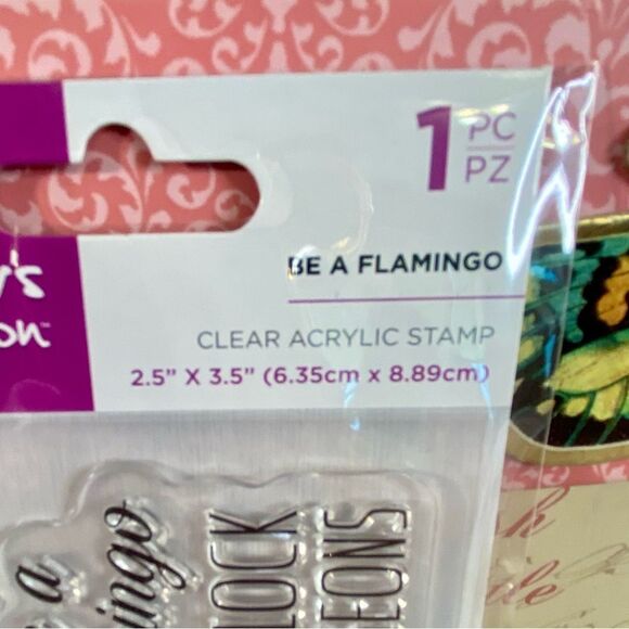 Crafter's Companion Clear Acrylic Stamp NWT Be A Flamingo 1 Piece Handmade Cards - Picture 2 of 4